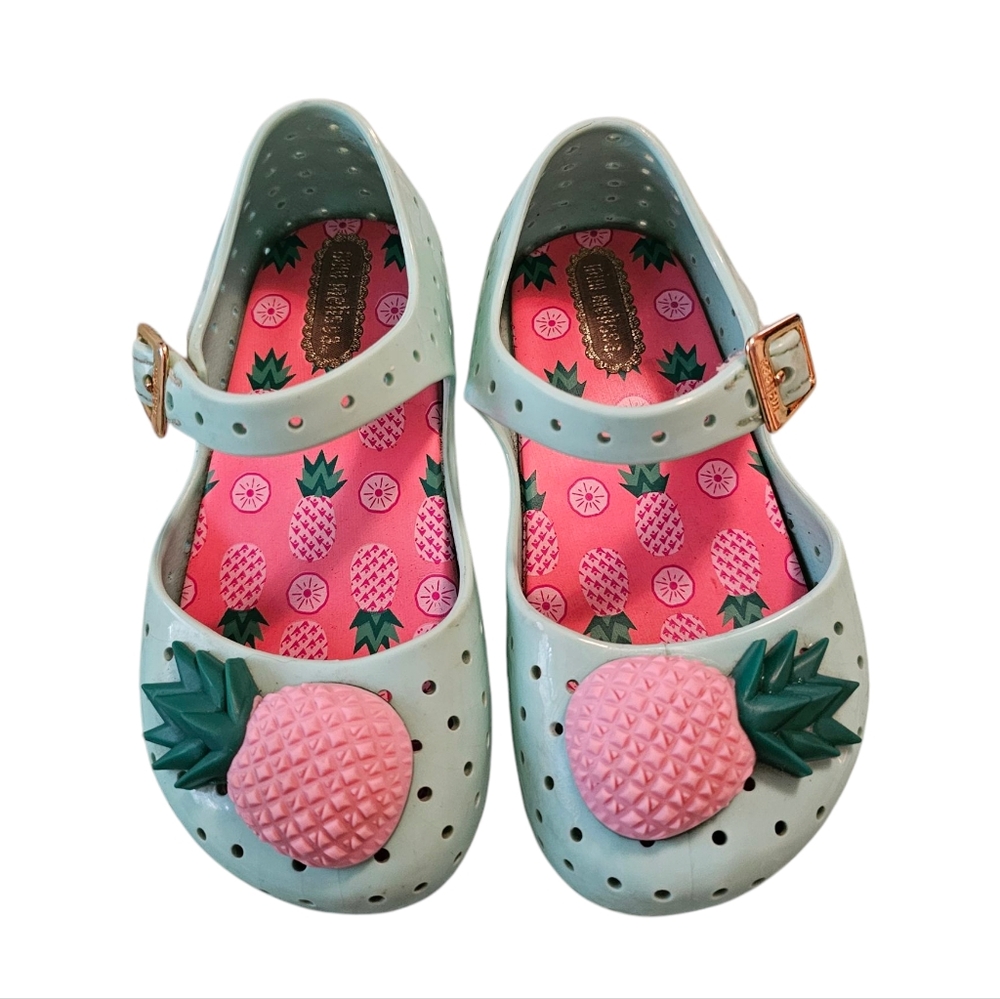 Mini Melissa Pineapple Flats Mint And Pink Sz 7